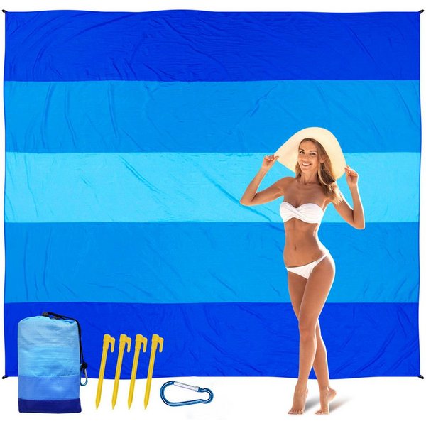 Picknickdecke Stranddecke Sandfrei Super Groß 220x210 cm, Sanddicht Wasserdicht, Agger, Weiches Bequemes Langlebiges Material, Breite Streifen