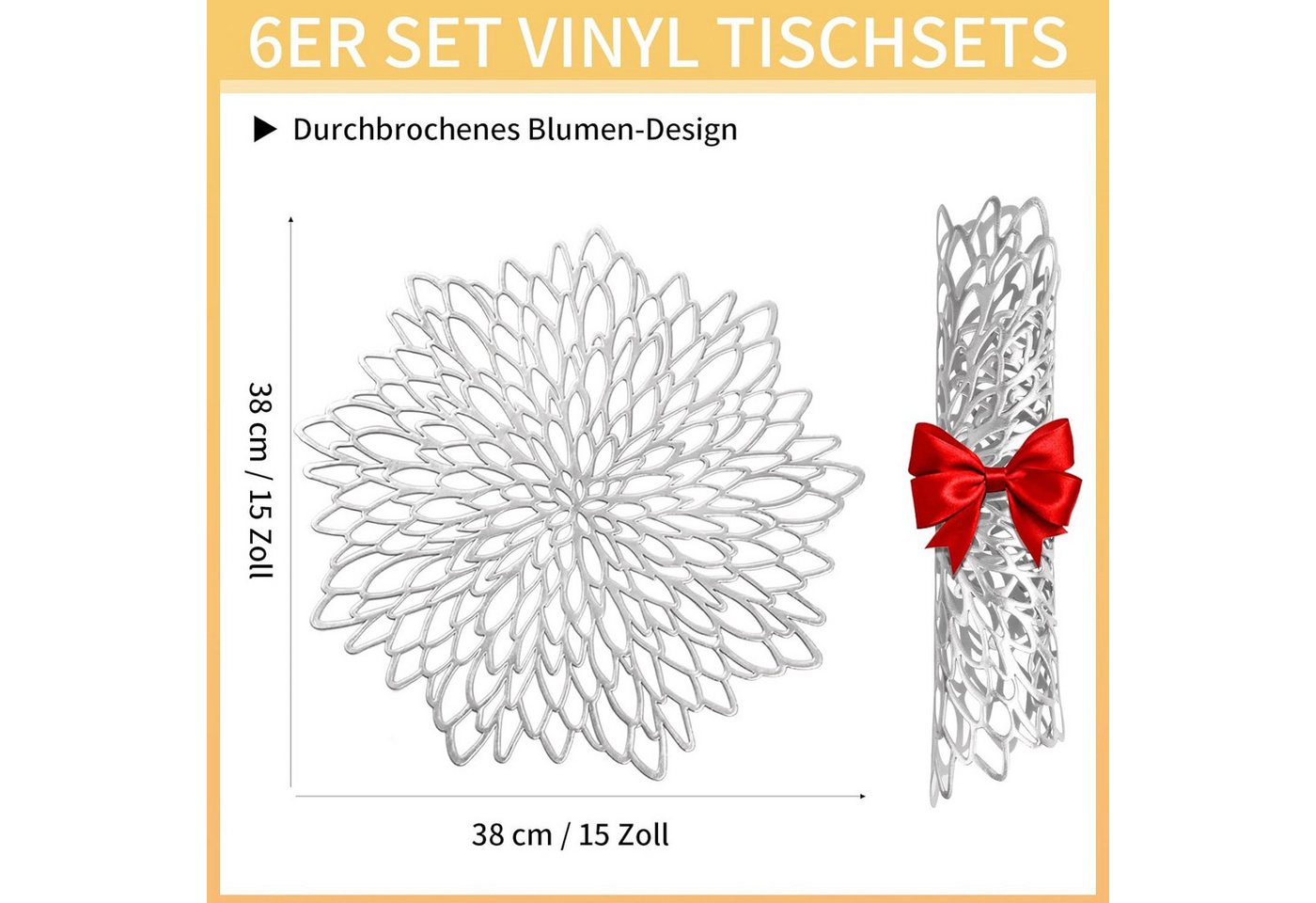 Agger Platzset PVC Platzset Abwaschbar Platzsets Tischsets Rund, 38cm, (4-St) – Bild 2 von 5