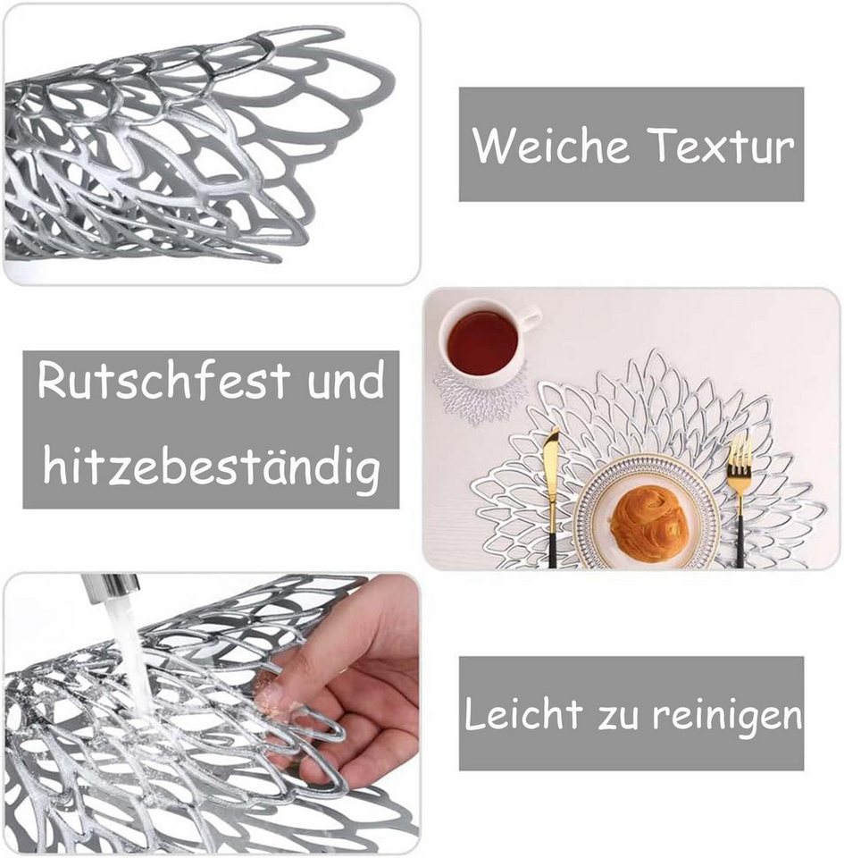 Agger Platzset PVC Platzset Abwaschbar Platzsets Tischsets Rund, 38cm, (4-St) – Bild 5 von 5