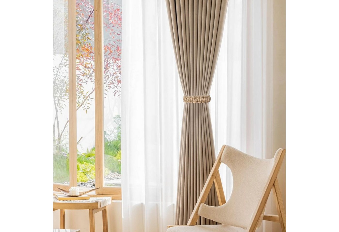 Agger Raffhalter Geflochtener Vorhang Raffhalter, Raffhalter Boho Vorhanghalter, (4-tlg), Für Büro Wohnzimmer Schlafzimmer, Dekorative Vorhänge – Bild 4 von 5