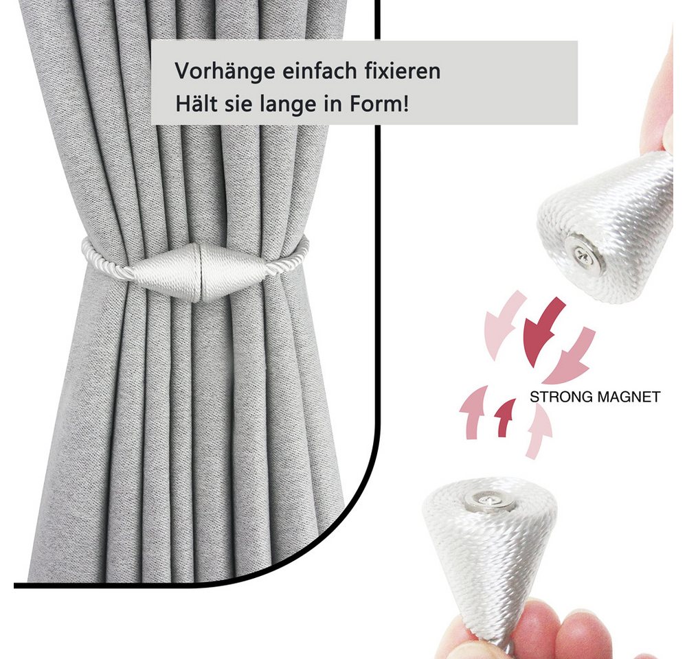 Agger Raffhalter Magnetische Vorhang Raffhalter 2 Stück, Vorhang Raffhalter Schnallen, (2-tlg), Holdbacks Halter Haken Clip für Zuhause Schlafzimmer Büro – Bild 2 von 5