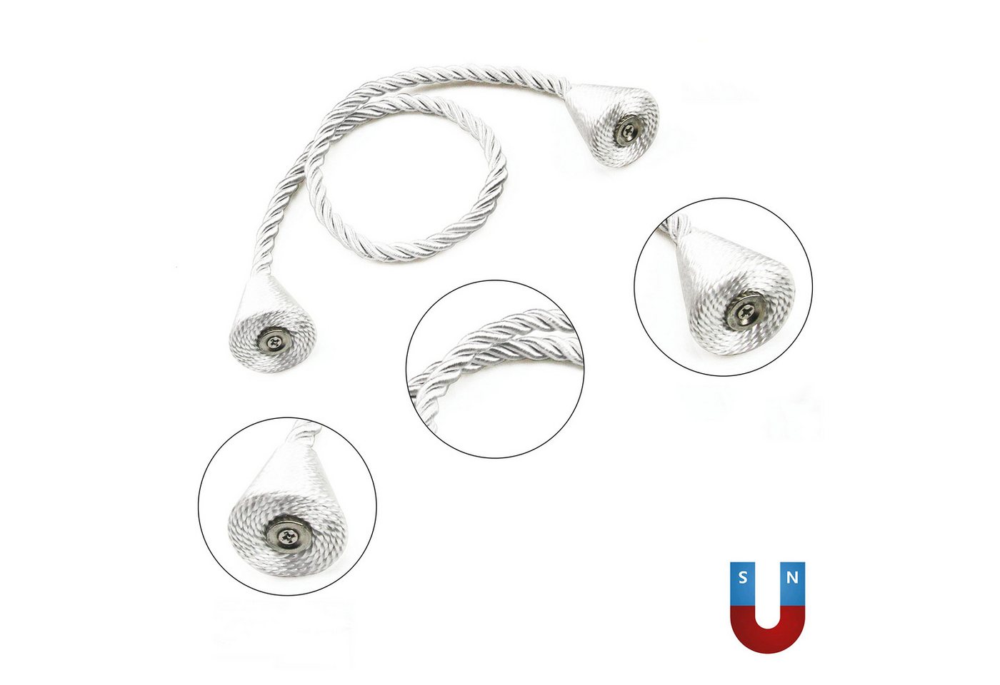 Agger Raffhalter Magnetische Vorhang Raffhalter 2 Stück, Vorhang Raffhalter Schnallen, (2-tlg), Holdbacks Halter Haken Clip für Zuhause Schlafzimmer Büro – Bild 3 von 5