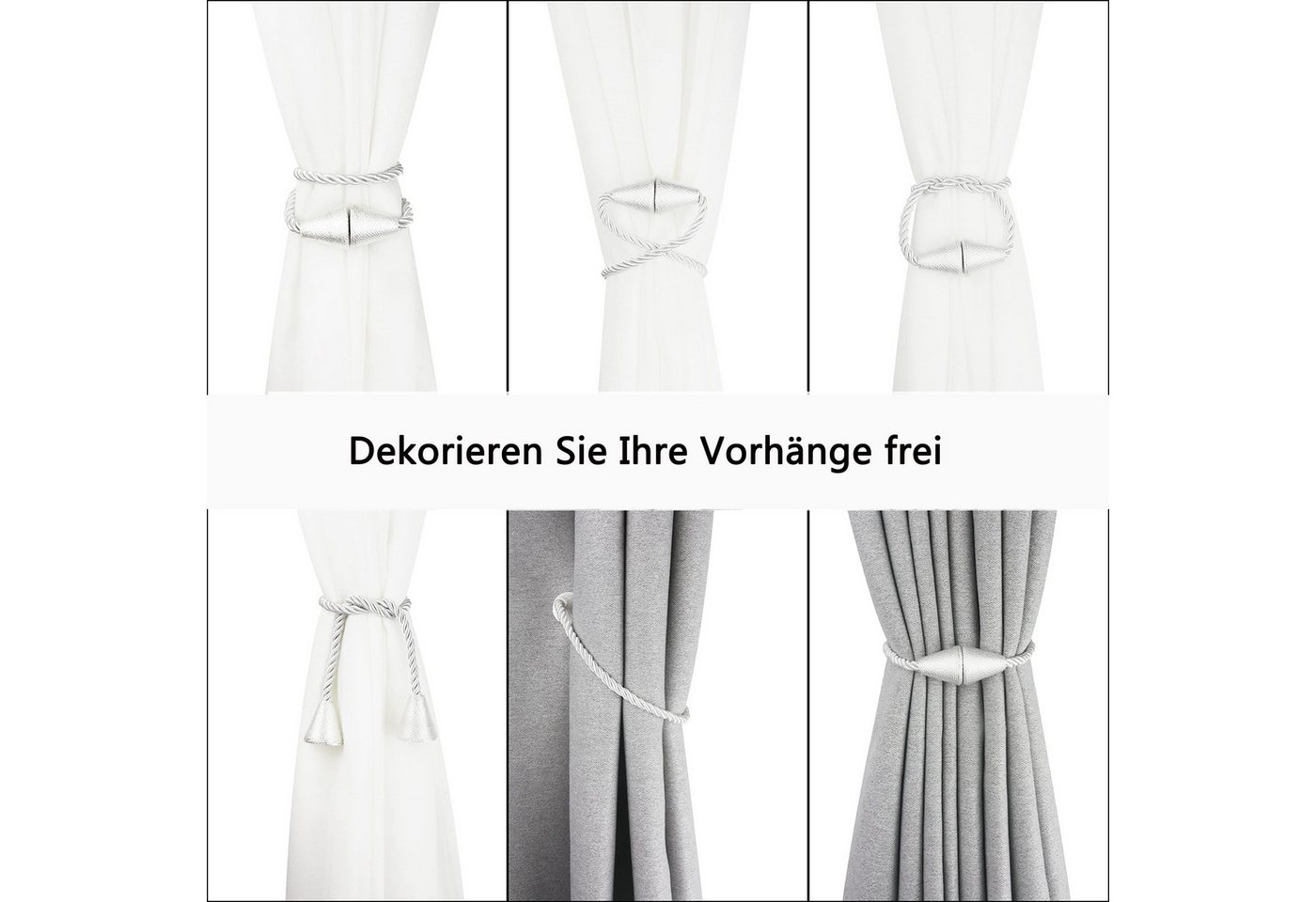 Agger Raffhalter Magnetische Vorhang Raffhalter 2 Stück, Vorhang Raffhalter Schnallen, (2-tlg), Holdbacks Halter Haken Clip für Zuhause Schlafzimmer Büro – Bild 5 von 5