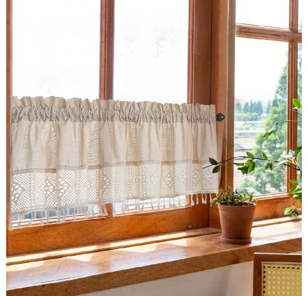 Agger Scheibengardine modern Leinen Gardinen mit Küchenvorhang Blickdicht Kurz (1 St), Küchengardinen für Küchen lichtdurchlässig Klein Gardine – Bild 2 von 5