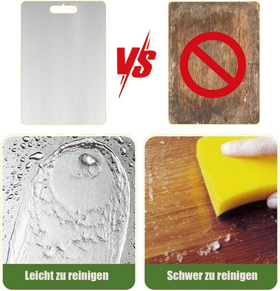 Agger Schneidebrett Edelstahl itanium Schneidebrett Doppelseitig, Leicht zu Reinigen, (3-St) – Bild 5 von 5