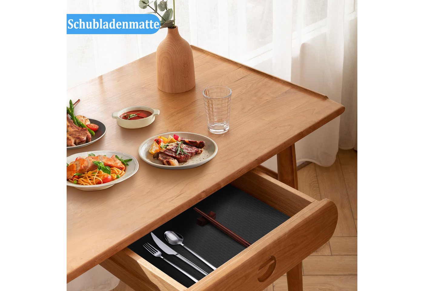Agger Schubladenmatte Verdickte Küchen-Schubladenmatte, wasser- und ölbeständig, feuchtigkeitsresistente Schubladenmatte für Bad, Schuhschrank und Küch – Bild 2 von 5