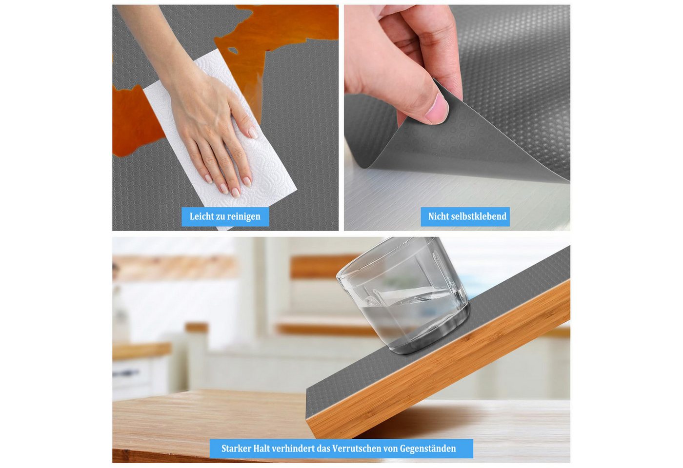 Agger Schubladenmatte Verdickte Küchen-Schubladenmatte, wasser- und ölbeständig, feuchtigkeitsresistente Schubladenmatte für Bad, Schuhschrank und Küch – Bild 4 von 5