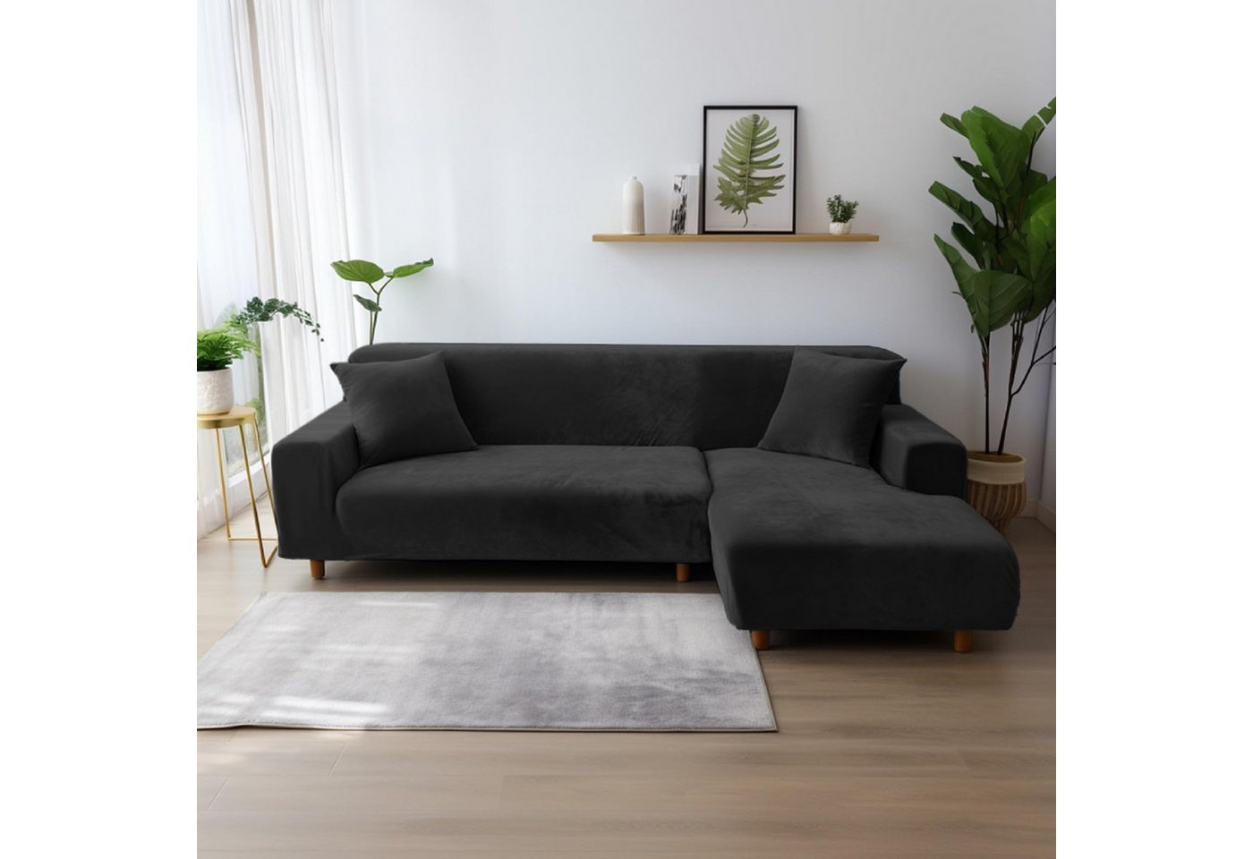 Agger Sofabezug Stretch-Sofabezug Dicke Samt Sofa Überwürfe Sofabezug, Sofahusse mit Armlehne für Wohnzimmer, Protector für Hunde Haustiere – Bild 5 von 5