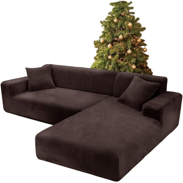 Agger Sofabezug Stretch-Sofabezug Dicke Samt Sofa Überwürfe Sofabezug, Sofahusse mit Armlehne für Wohnzimmer, Protector für Hunde Haustiere