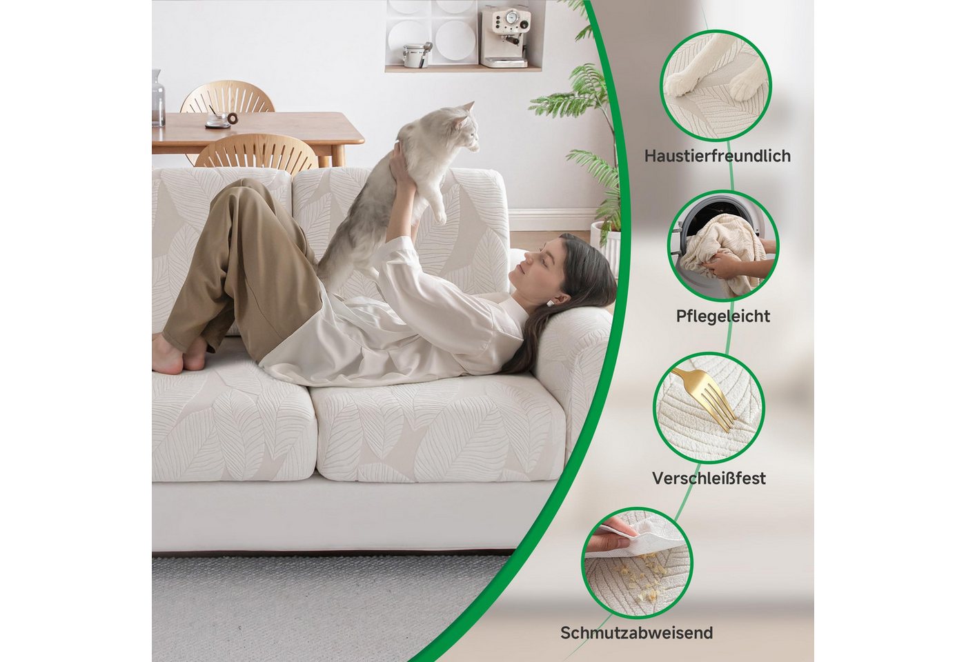 Agger Sofahusse Sofa Überzug, Universeller elastischer Sofabezug für Sitzkissen, rutschfest, waschbar & pflegeleicht, ideal für Sofa-Schutz – Bild 3 von 5