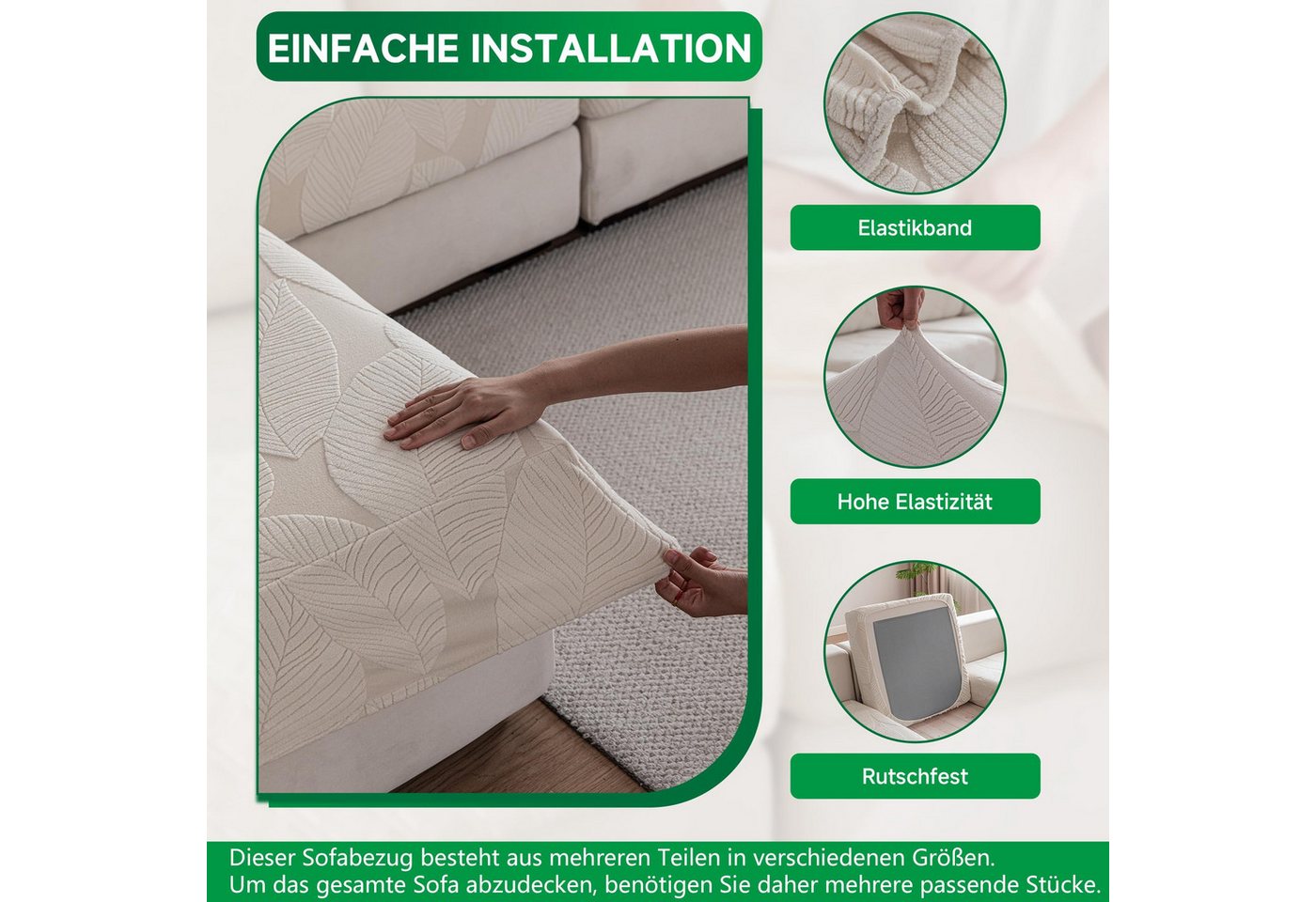 Agger Sofahusse Sofa Überzug, Universeller elastischer Sofabezug für Sitzkissen, rutschfest, waschbar & pflegeleicht, ideal für Sofa-Schutz – Bild 4 von 5