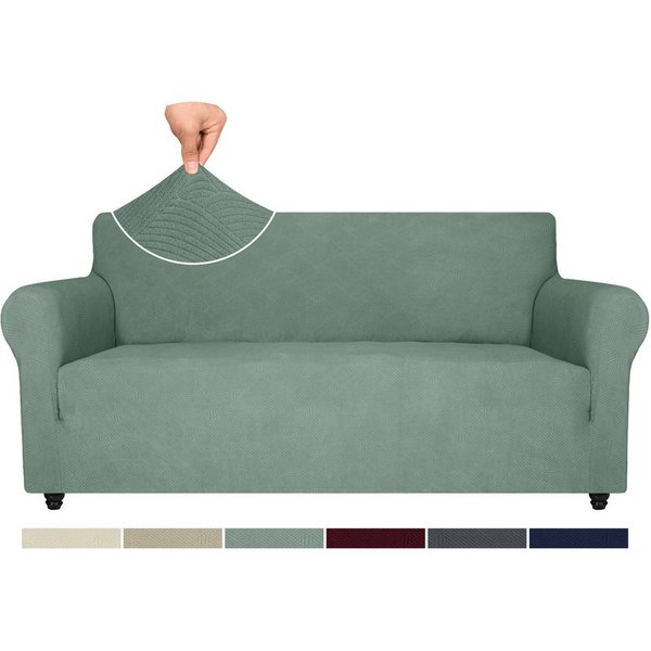 Agger Sofahusse Stretch Sofabezug, Sofa Überzug 1/2/3/4 Sitzer, Sofaschoner rutschfest, Elastisch Couch Überzug Mit Armlehnen, Sofaüberwurf Couch Überwurf