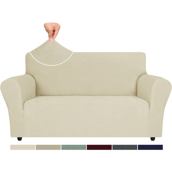 Agger Sofahusse Stretch Sofabezug, Sofa Überzug 1/2/3/4 Sitzer, Sofaschoner rutschfest, Elastisch Couch Überzug Mit Armlehnen, Sofaüberwurf Couch Überwurf