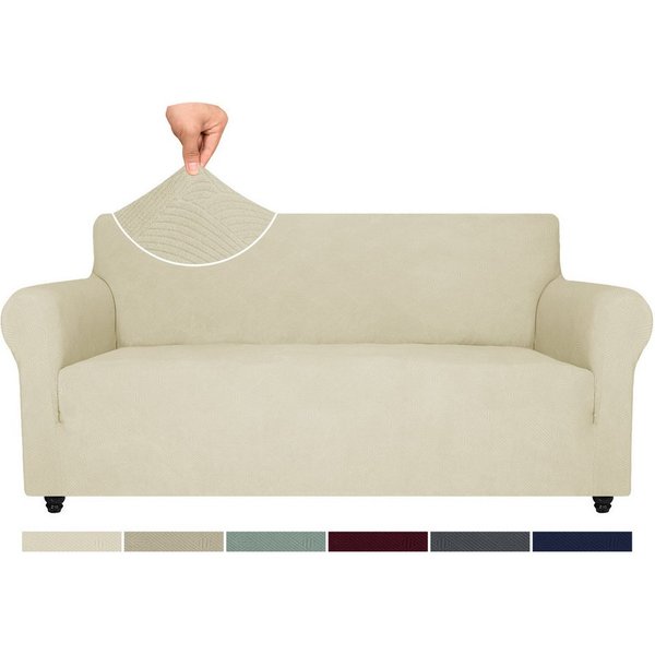 Agger Sofahusse Stretch Sofabezug, Sofa Überzug 1/2/3/4 Sitzer, Sofaschoner rutschfest, Elastisch Couch Überzug Mit Armlehnen, Sofaüberwurf Couch Überwurf