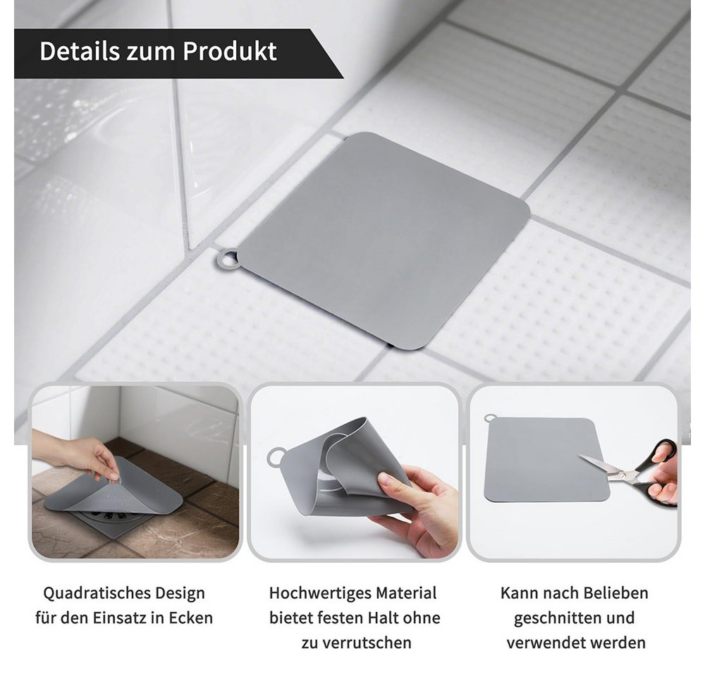 Agger Stöpsel Abflussstopfen aus Silikon,für Dusche, Küche und Badezimmer, (2 St), quadratischer Geruchsverschluss, Geruchsverschluss gegen Gerüche – Bild 3 von 5