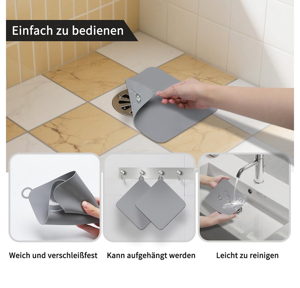 Agger Stöpsel Abflussstopfen aus Silikon,für Dusche, Küche und Badezimmer, (2 St), quadratischer Geruchsverschluss, Geruchsverschluss gegen Gerüche – Bild 4 von 5