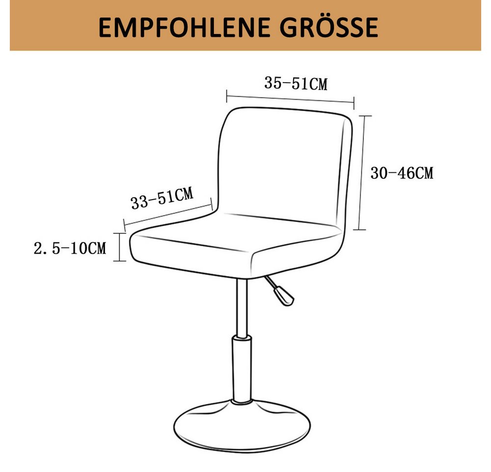 Agger Stuhlhusse Barhocker-Schonbezüge, 2er Set Stylische Stuhlhussen Stretch, Stuhlbezug Einfache Reinigung Barhockerbezüge Universal – Bild 3 von 5