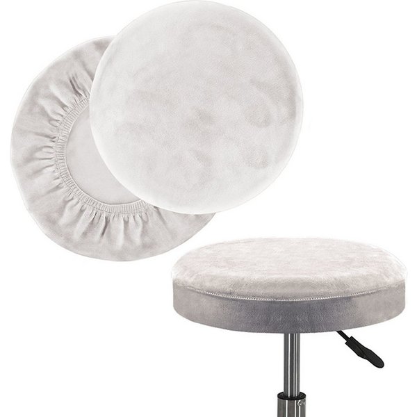 Agger Stuhlhusse Hockerbezug Rund Barhockerbezug Stuhlbezug Stretch,Stuhlüberzug, Rollhocker Barhocker Luxuriöser Stoff,Waschbar Staubdicht Hocker Bezug