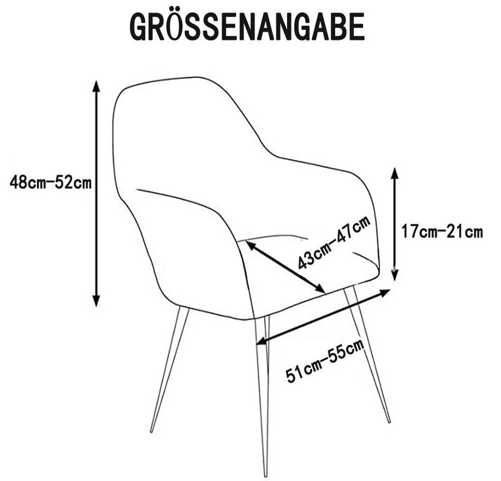 Agger Stuhlhusse Stretch Samt Stuhlhussen Universal Sesselbezug Stuhlbezug, mit Armlehnen Abnehmbare Waschbar Esszimmerstühle Bezug – Bild 2 von 5