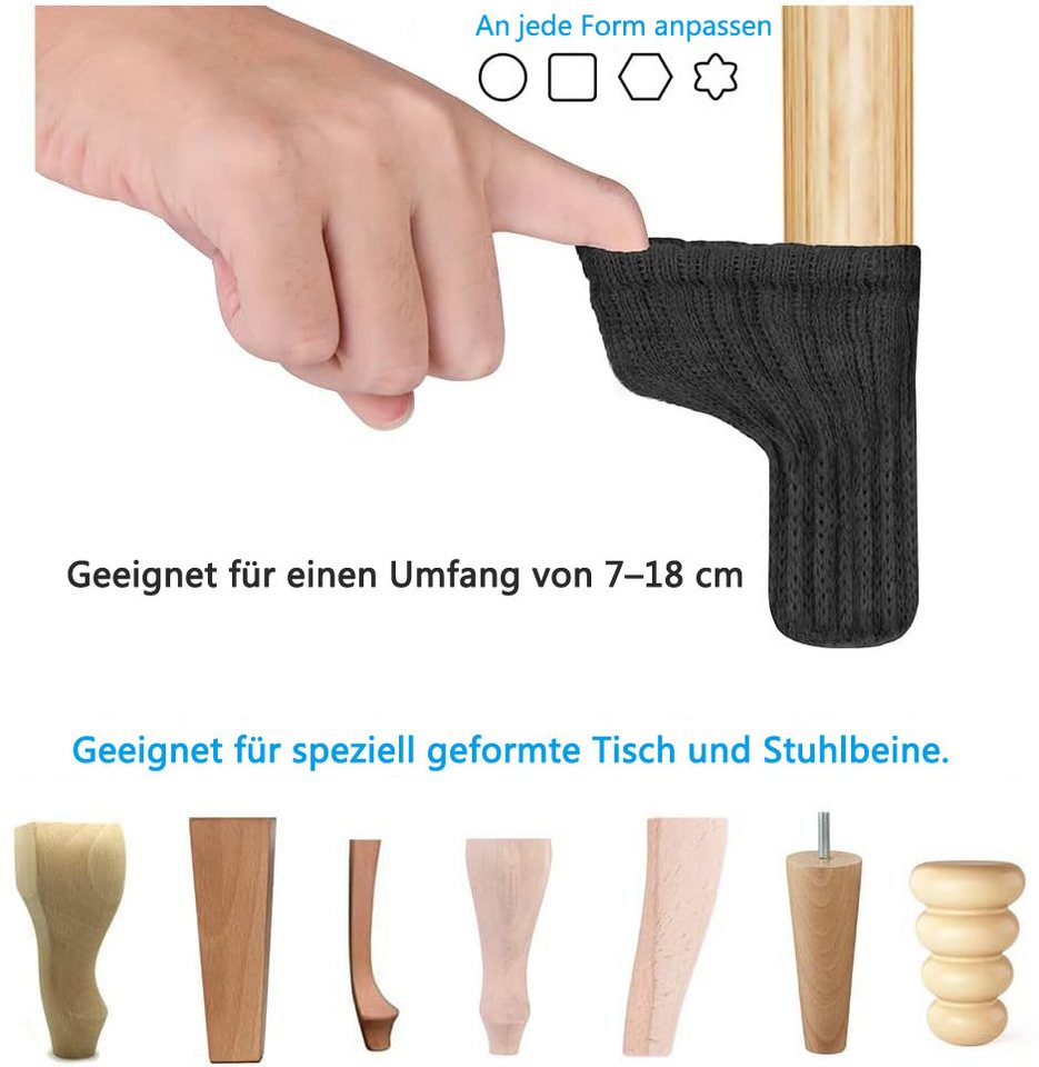 Agger Stuhlsocke 24 Stück Stuhlsocken, Elastisch Möbelsocken Gestrickte, (24 St), Antirutsch Pads für Möbel,Tisch, Bodenschutz – Bild 3 von 5