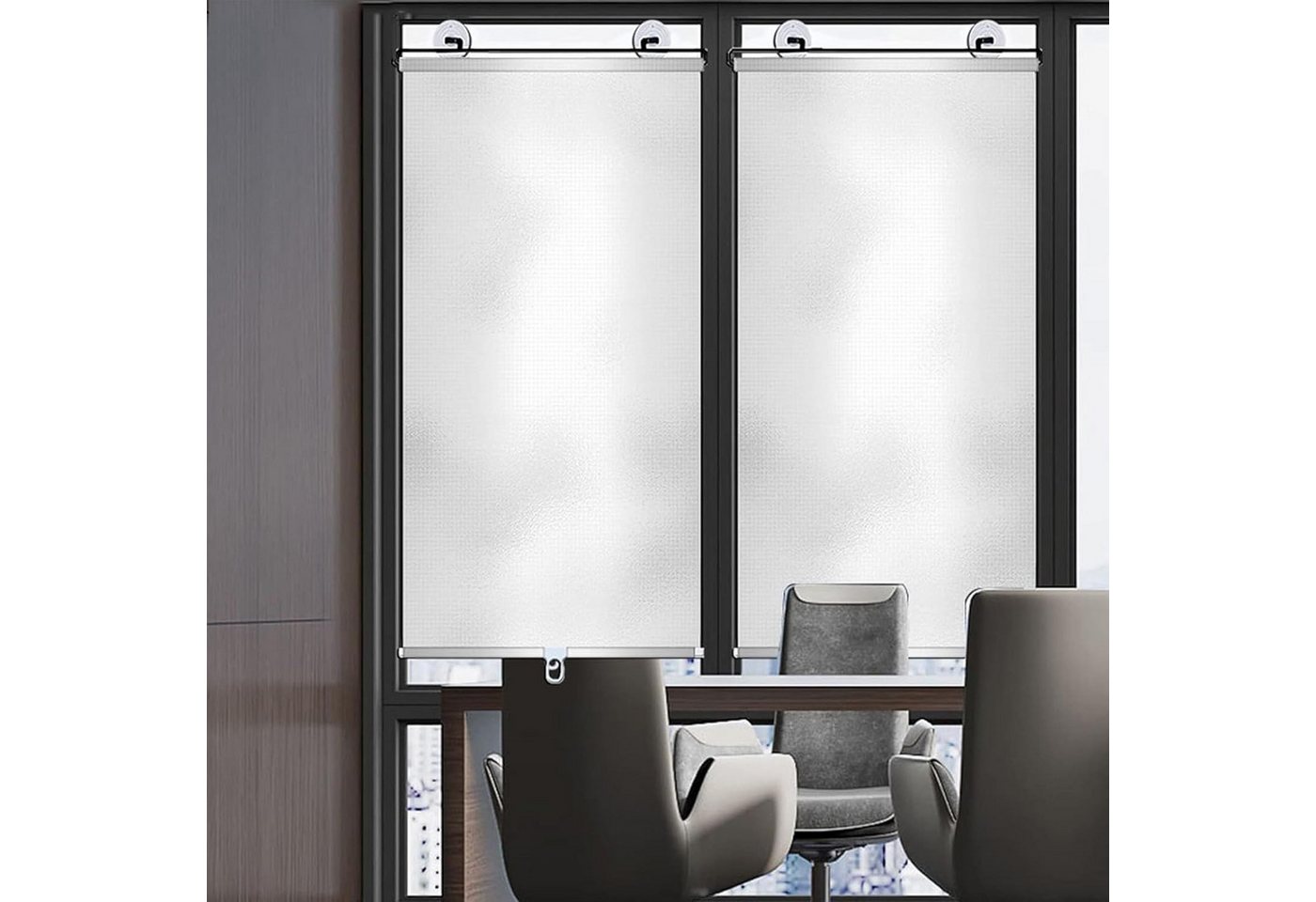 Verdunklungsrollo Sonnenschutz Rollo mit Saugnäpfen,Verdunklungsrollo ohne Bohren, Agger, Teleskopisch, Tragbar, Für Fenster & Auto – Bild 5 von 5