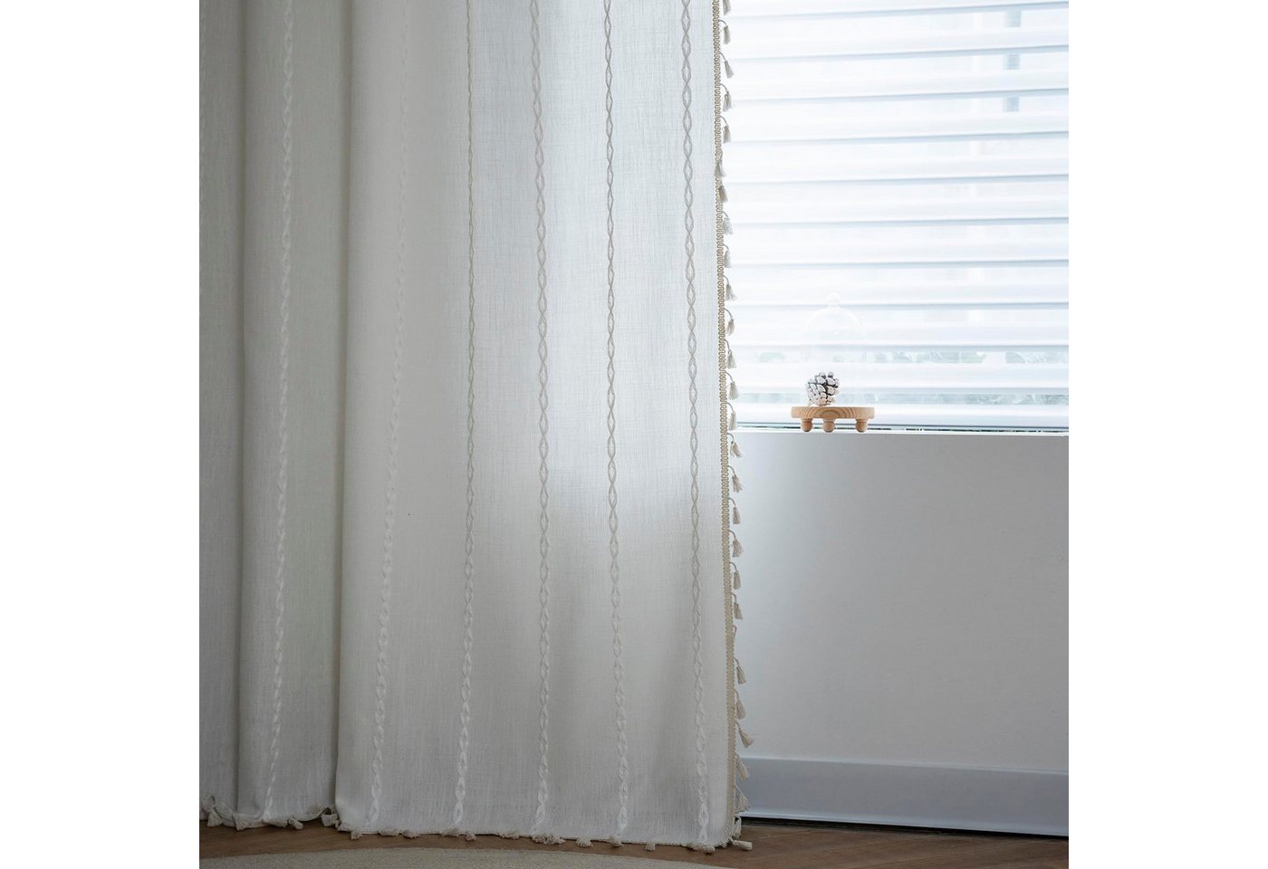 Agger Vorhang Boho-Stil Vorhänge, Vintage-Fransen Streifenvorhänge – Bild 4 von 5