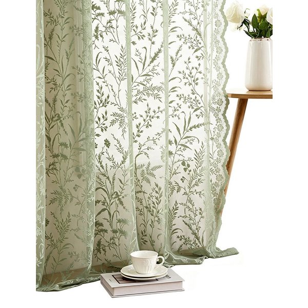 Agger Vorhang Vorhang im viktorianischen Stil, Spitzen-Blumen-Vorhang, transparenter Vintage-Vorhang für Wohnzimmer, Schlafzimmer