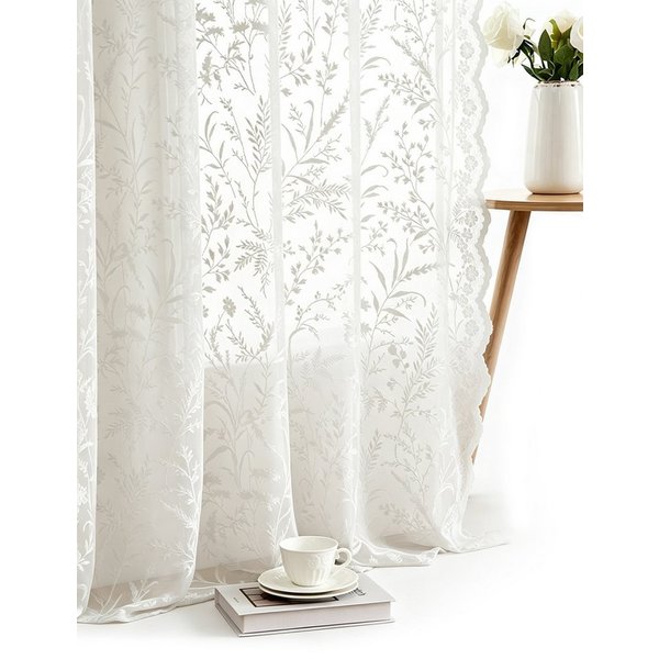Agger Vorhang Vorhang im viktorianischen Stil, Spitzen-Blumen-Vorhang, transparenter Vintage-Vorhang für Wohnzimmer, Schlafzimmer