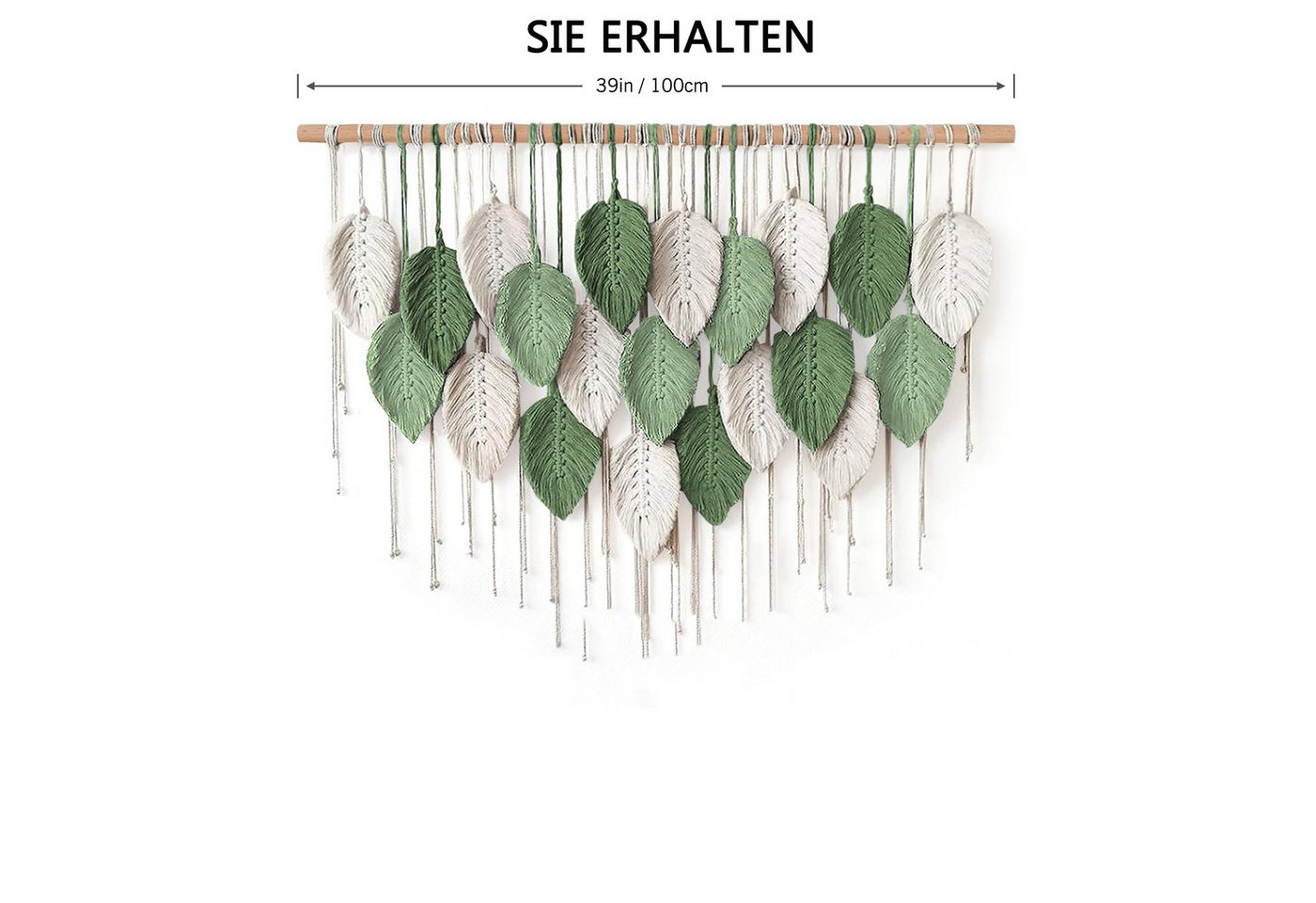 Agger Wanddekoobjekt Großer Wandbehang Wandteppich, Boho Makramee Gewebte Handgemachte, Quaste Blatt Tapisserie Böhmische Wandkunst Dekor – Bild 3 von 5