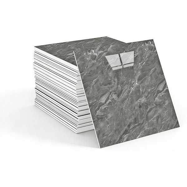 Agger Wandfliese Selbstklebend, Tile Stickers 10 Stück, Peel and Stick Tiles 30X30CM, 30x30, Dunkelgrau, Wasserfest & Schmutzabweisend, Fliesenaufkleber Marmor