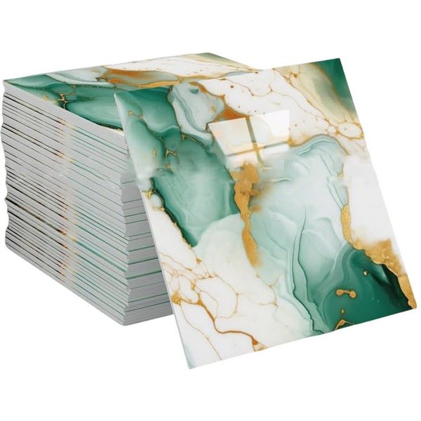 Agger Wandfliese Selbstklebend, Tile Stickers 10 Stück, Peel and Stick Tiles 30X30CM, 30x30, Grün, Wasserfest & Schmutzabweisend, Fliesenaufkleber Marmor