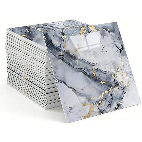 Agger Wandfliese Selbstklebend, Tile Stickers 10 Stück, Peel and Stick Tiles 30X30CM, 30x30, Marmorblau, Wasserfest & Schmutzabweisend, Fliesenaufkleber Marmor