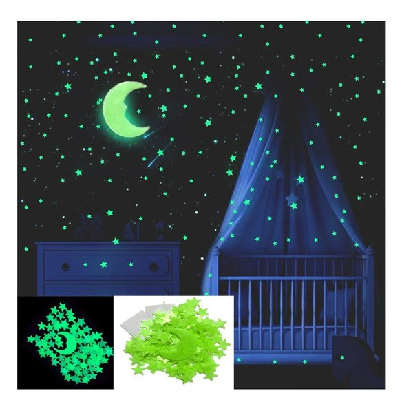Agger Wandsticker 402 Stück Glühende Wandaufkleber,realistische,für Decke und Wände (402 St), DIY-Klebesticker,Sternenhimmel-Dekoration,Leuchtende Stern