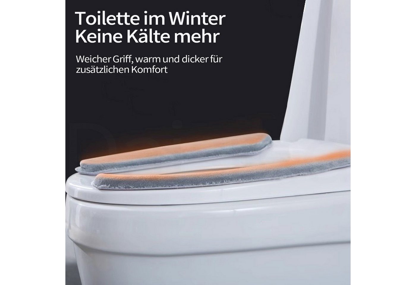 Agger WC-Deckelbezug 2 Stück Toilettensitzbezug Dicker Und Wärmer Wc-Sitz Pad, Waschbarer, WC Abdeckung Cover Pad Toilettensitzkissen – Bild 4 von 5