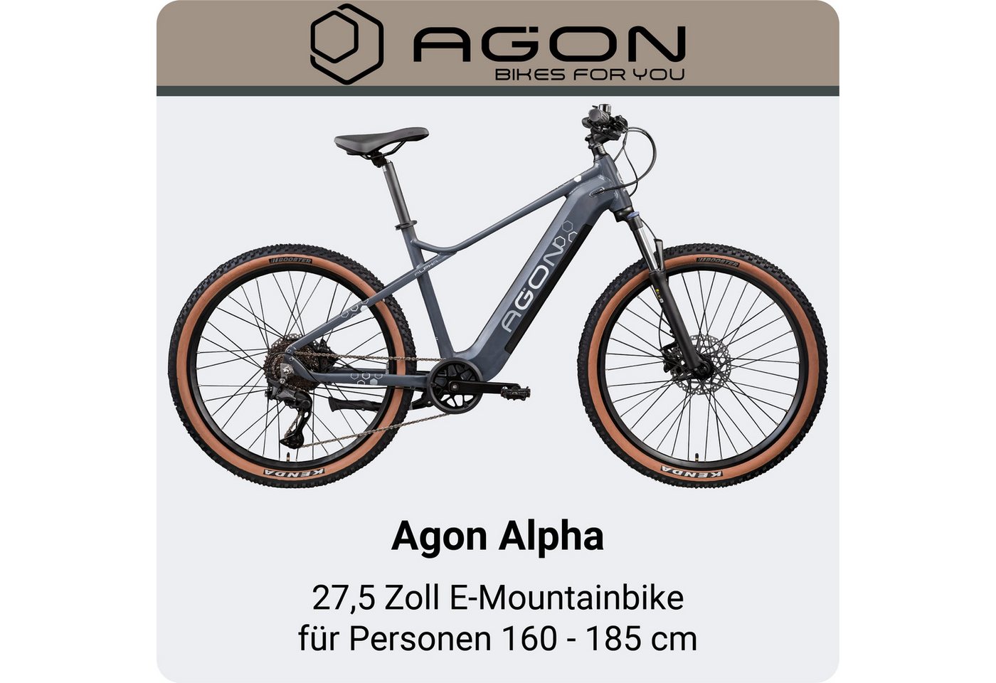 AGON E-Bike Mountainbike Alpha, 10 Gang Shimano Deore SGS T6000 Schaltwerk, Kettenschaltung, Heckmotor, 540 Wh, Pedelec, Elektrofahrrad für Damen u. Herren, MTB – Bild 2 von 5