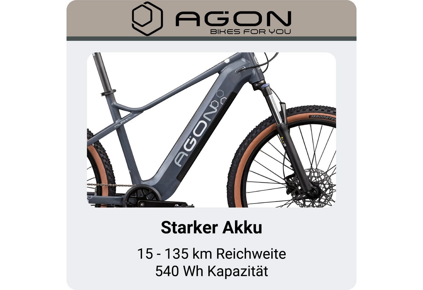 AGON E-Bike Mountainbike Alpha, 10 Gang Shimano Deore SGS T6000 Schaltwerk, Kettenschaltung, Heckmotor, 540 Wh, Pedelec, Elektrofahrrad für Damen u. Herren, MTB – Bild 3 von 5