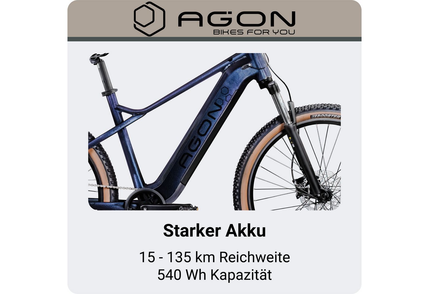 AGON E-Bike Mountainbike Alpha, 10 Gang Shimano Deore SGS T6000 Schaltwerk, Kettenschaltung, Heckmotor, 540 Wh, Pedelec, Elektrofahrrad für Damen u. Herren, MTB – Bild 3 von 5
