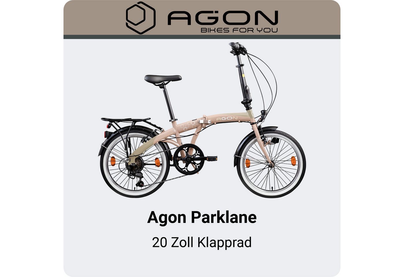 agon® Faltrad Parklane, 6 Gang Shimano Tourney SIS Schaltwerk, Kettenschaltung, 20 Zoll Klapprad 150 - 185 cm mit StVZO Licht Faltrad City Urban Bike – Bild 2 von 5