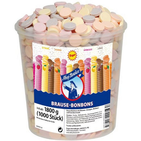 Ahoj-Brause Süßigkeit, Ahoj Brause Bonbons Zitronen Orangen Himbeere Cola Geschmack 1800g