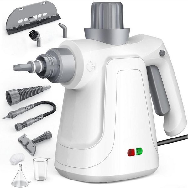 AIBISTAR Handdampfreiniger Dampfreiniger Steam Cleaner 400 ml Hochdruck 3,2 Bar, 1000 W, beutellos, 1000W,95.7in Netzkabel,9 Zubehörset,Handgerät Dampfreiniger