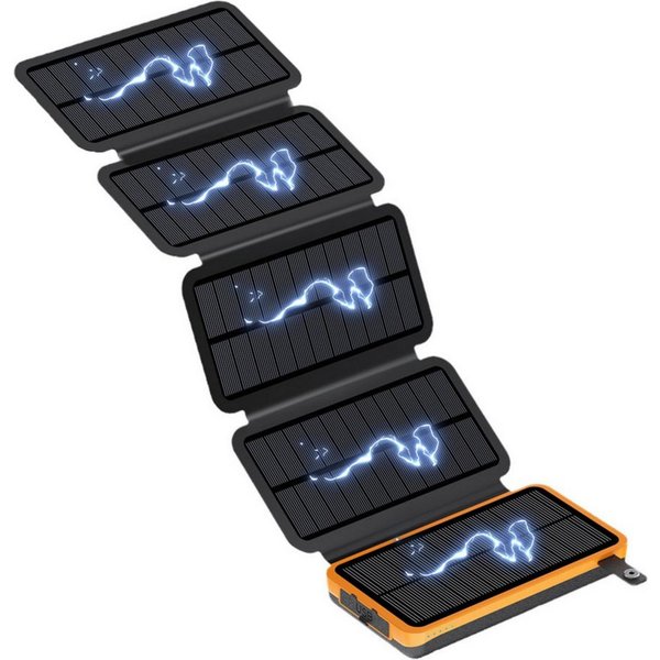 AIBISTAR Solar Powerbank 20000mAh, 4/5 Panels, USB-C, wasserdicht, Camping Solar Powerbank Solarpanel 20000 mAh, 4/5 Solarpanels,Faltdesign,Solaraufladung,3 Lic