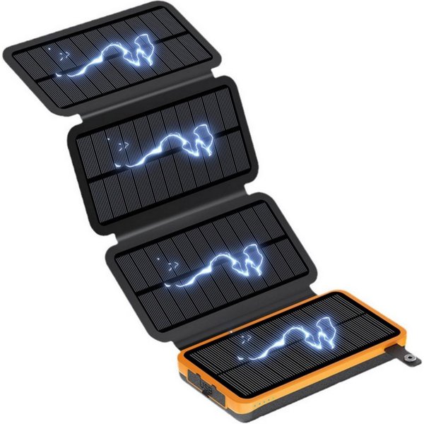 AIBISTAR Solar Powerbank 20000mAh, 4 Panels, USB-C, wasserdicht, Camping Solar Powerbank Solarpanel 20000 mAh, 4 Solarpanels,Faltdesign,Solaraufladung,3 Lichtmo