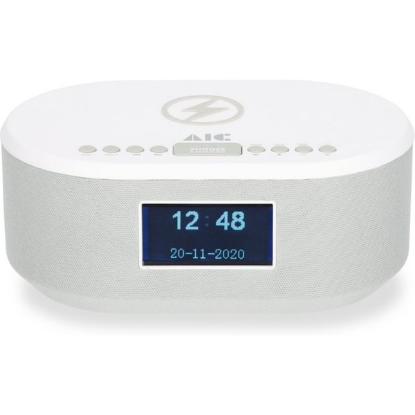 AIC AIC 18DAB Weiß Radio (Radiowecker DAB mit Ladefunktion Bluetooth QI Funktion USB Dual Alarm)