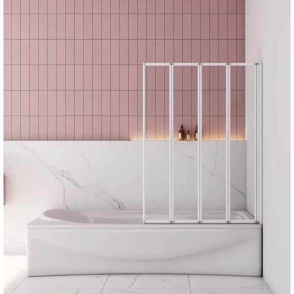 AICA Badewannenaufsatz 3, 4, 5-teilig Faltwand Aufsatz Duschwand Badewanne Duschabtrennung, Einscheibensicherheitsglas,Sicherheitsglas, (4 tlg), mit Antikalk- V