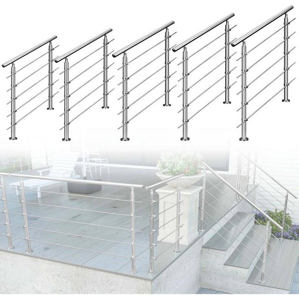 AICA Treppengeländer Edelstahl Material Handläufe 3/5 guardrails Treppe Geländer 80-240 cm, 80 cm Länge, Packung, 5-tlg., 201 Edelstahl, Starke Qualität, Verste