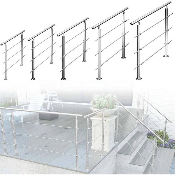 AICA Treppengeländer Edelstahl Material Handläufe 3/5 guardrails Treppe Geländer 80-240 cm, 80 cm Länge, Packung, 3-tlg., 201 Edelstahl, Starke Qualität, Verste