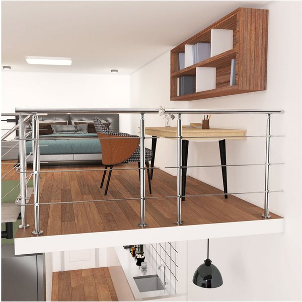 AICA Treppengeländer Edelstahl Material Handläufe 3/5 guardrails Treppe Geländer, 80 cm Länge, 106 cm Höhe, Set, 3-tlg., 201 Edelstahl