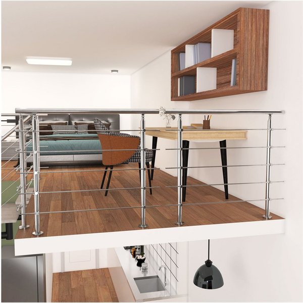 AICA Treppengeländer Edelstahl Material Handläufe 3/5 guardrails Treppe Geländer, 80 cm Länge, 106 cm Höhe, Set, 5-tlg., 201 Edelstahl