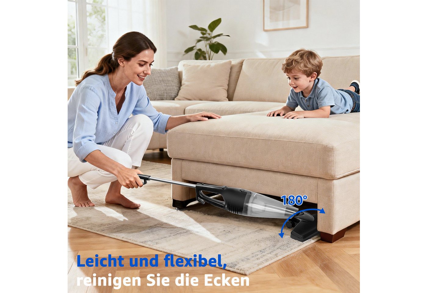 Aigostar Hand-und Stielstaubsauger Staubsauger mit Kabel 4 in 1, 13KPA, 1L Leicht& Ideal für Zuhause, 600,00 W, beutellos, HEPA-Filter-System, Leicht und bequem – Bild 5 von 5