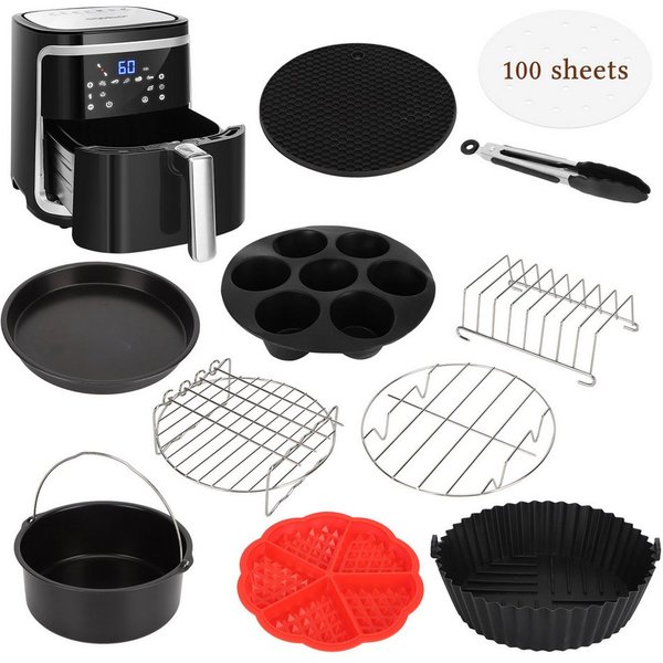Aigostar Heißluftfritteuse 7L 7-in-1 Airfryer, 90% weniger Fett, 1900,00 W, Temperatursteuerung (80 - 200 °C), 1 - 60 Mins Timer, Memory-Funktion